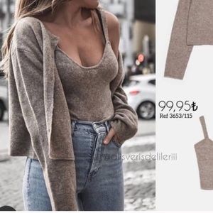 Zara | Tops | Zara Wool Blend Crop Top And Cardigan Set | Poshmark